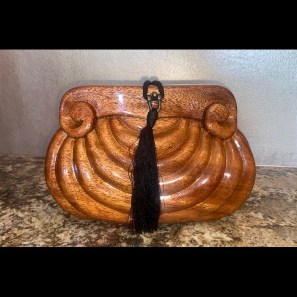 Timmy Woods Beverly Hills  Wooden Purse